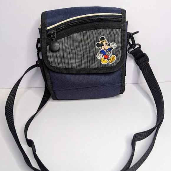 Vintage Disney Mickey Mouse Nylon Camera Phone Belt Bag with Strap - Picture 1 of 8